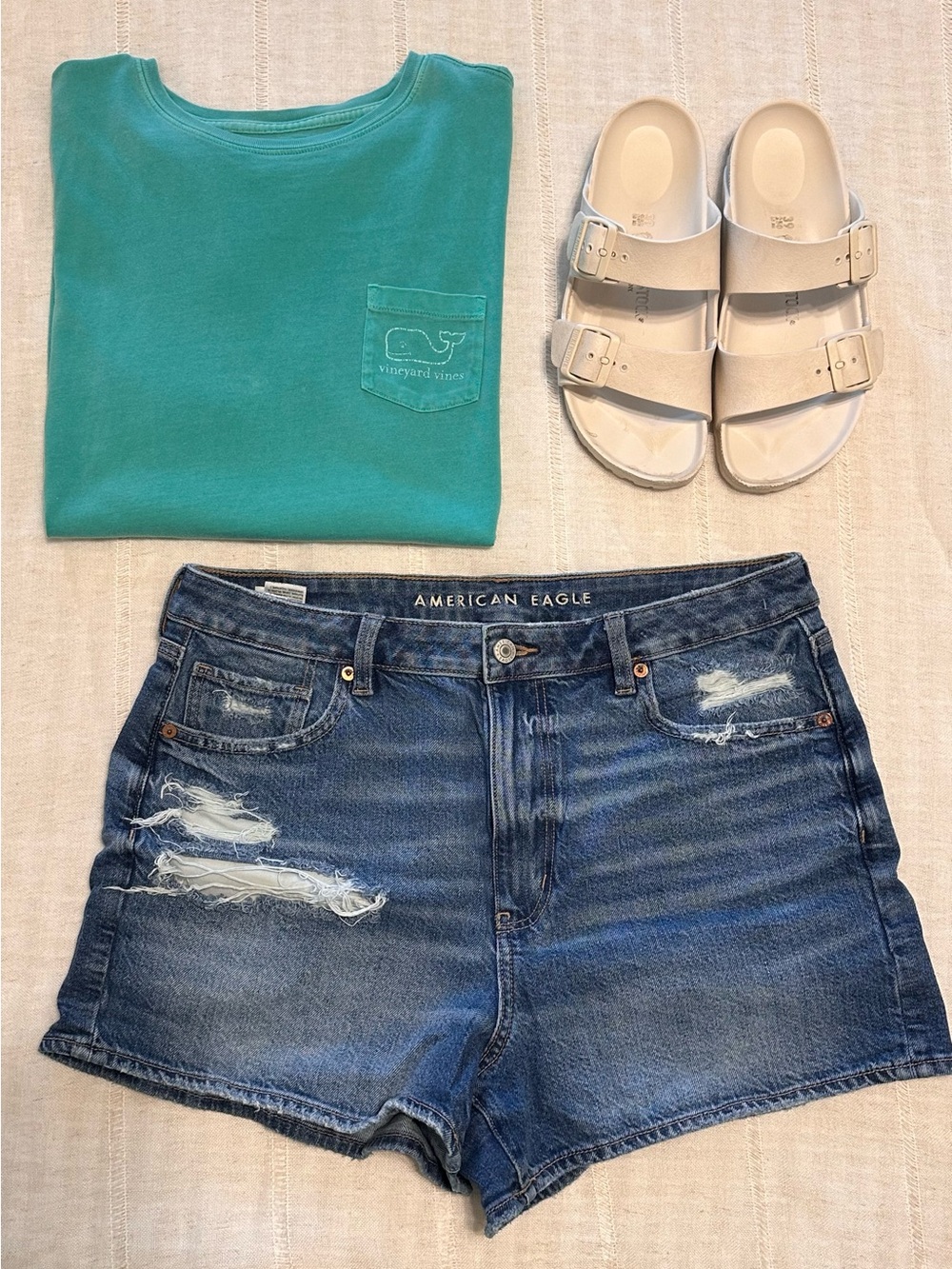 American Eagle Outfitters Distressed Denim Shorts - Dark Blue